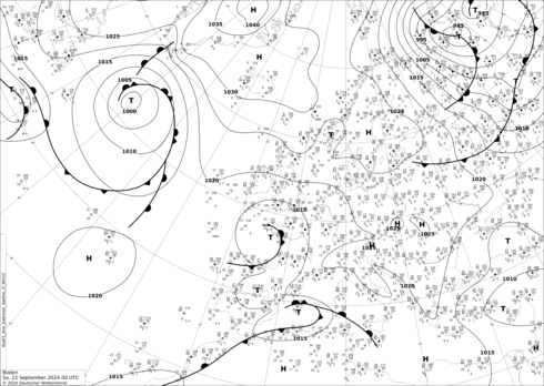 DWD Fronts zo 22.09.2024 00 UTC