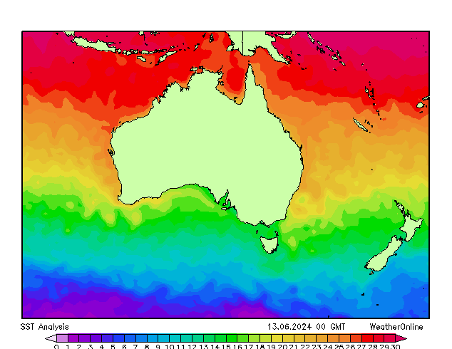 Australië SST do 13.06.2024 00 UTC