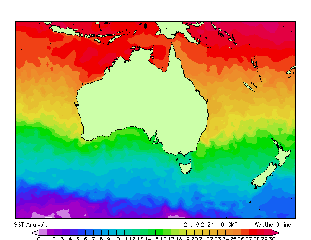 Australië SST za 21.09.2024 00 UTC