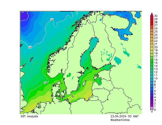 Oostzee SST ma 23.09.2024 00 UTC