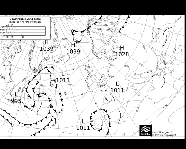 MetOffice UK Fronts za 21.09.2024 06 UTC