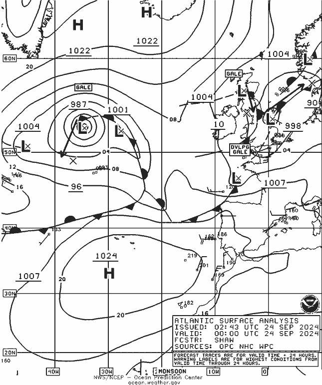 NOAA Fronts di 24.09.2024 00 UTC