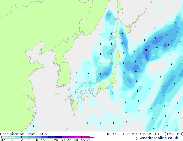 Neerslag GFS do 07.11.2024 09 GMT