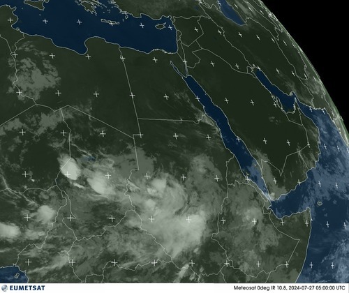 Satellietbeeld Infrarood (kleur) Afrika oost zaterdag 27-07-2024 07:00 MEZT