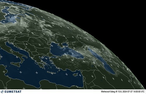 Satellietbeeld Infrarood (kleur) Europa oost zaterdag 27-07-2024 16:00 MEZT