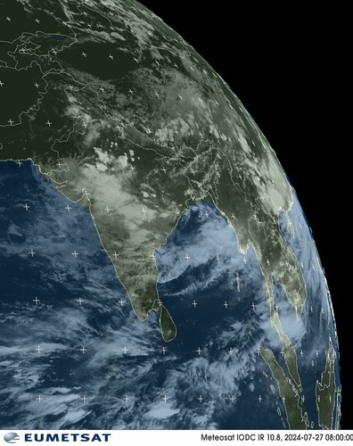 Satellietbeeld Infrarood (z/w) Azië India zaterdag 27-07-2024 10:00 MEZT