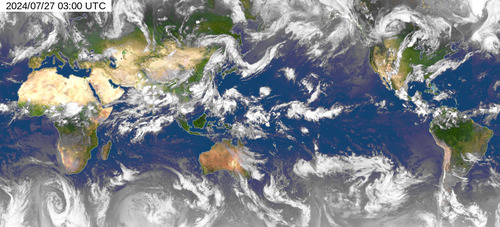 Satellietbeeld Infrarood (kleur)  Wereld zaterdag 27-07-2024 05:00 MEZT
