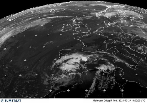 Satellietbeeld Infrarood (z/w) Europa west dinsdag 29-10-2024 15:00 MET