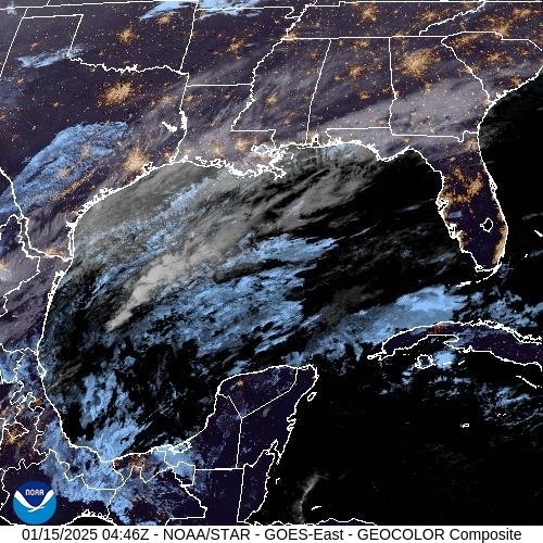 Satellietbeeld Infrarood (z/w) Noord-Amerika Atlantische Oceaan (west) woensdag 15-01-2025 05:46 MET