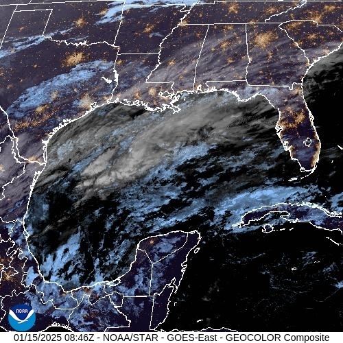 Satellietbeeld Infrarood (z/w) Noord-Amerika Atlantische Oceaan (west) woensdag 15-01-2025 09:46 MET