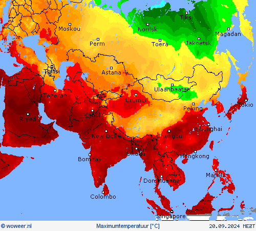 Maximumtemperatuur Weerkaarten