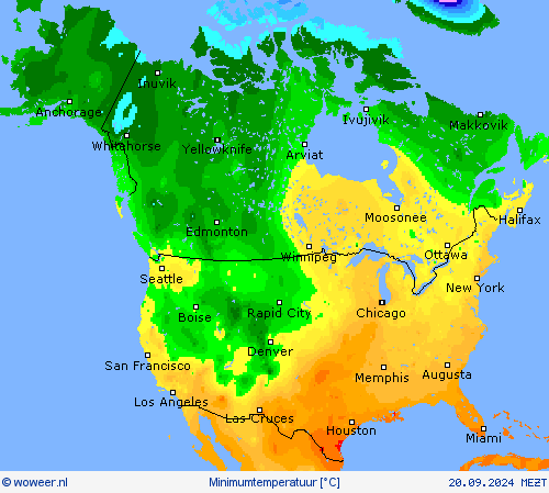 Minimumtemperatuur Weerkaarten