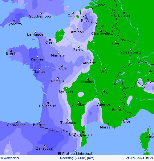 Neerslag (24 uur) Weerkaarten