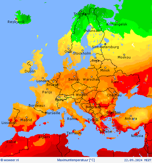 Maximumtemperatuur Weerkaarten