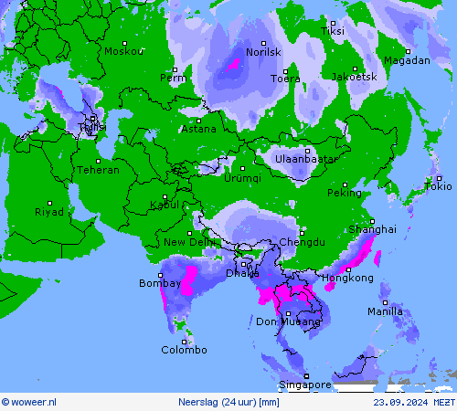 Neerslag (24 uur) Weerkaarten