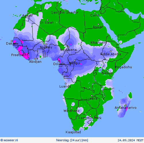 Neerslag (24 uur) Weerkaarten