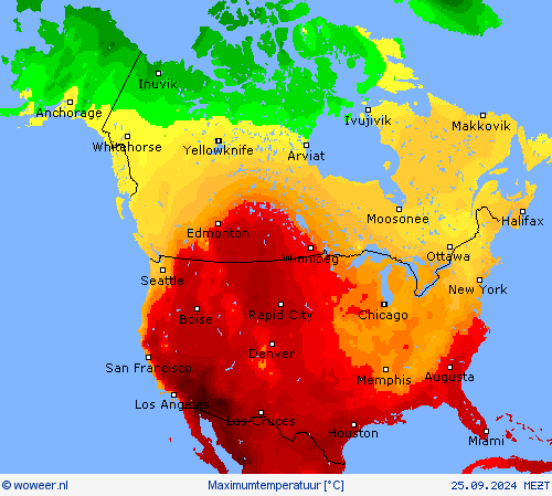 Maximumtemperatuur Weerkaarten