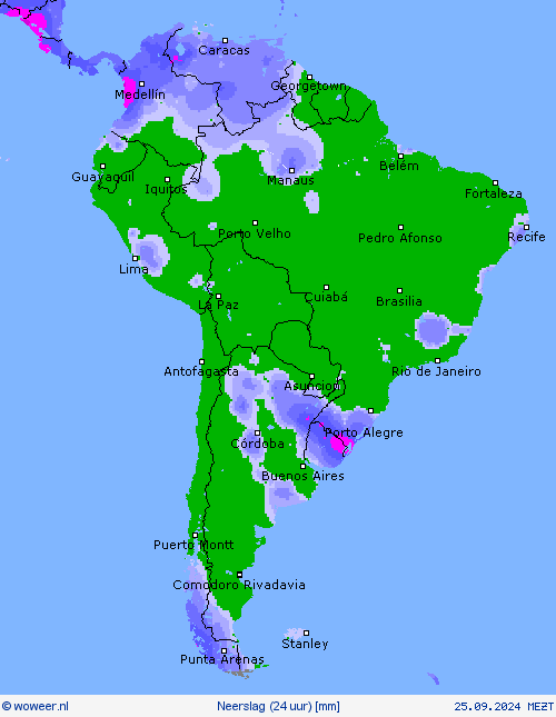 Neerslag (24 uur) Weerkaarten
