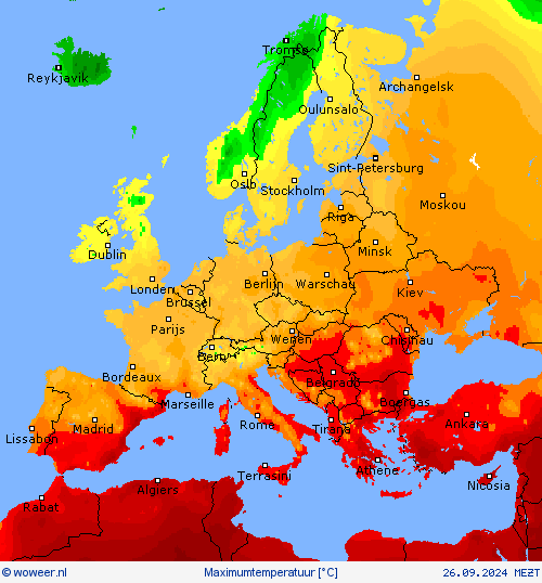 Maximumtemperatuur Weerkaarten