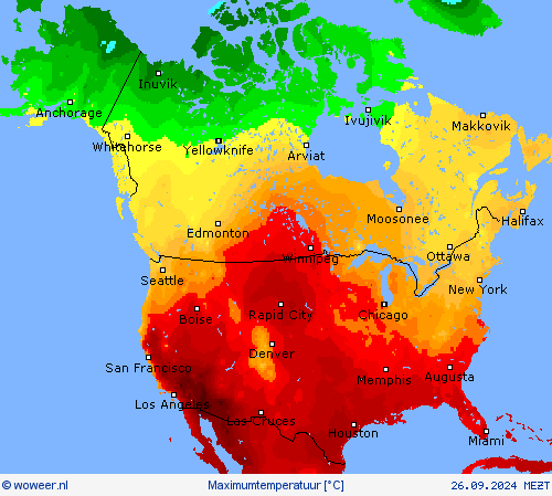 Maximumtemperatuur Weerkaarten