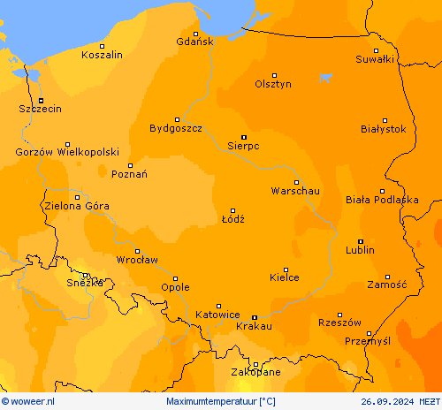 Maximumtemperatuur Weerkaarten