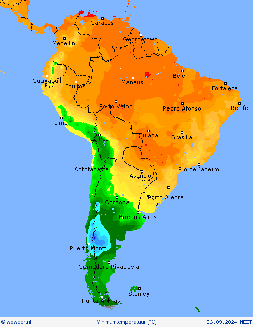 Minimumtemperatuur Weerkaarten