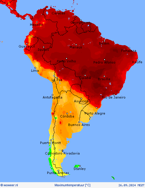 Maximumtemperatuur Weerkaarten