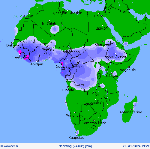 Neerslag (24 uur) Weerkaarten