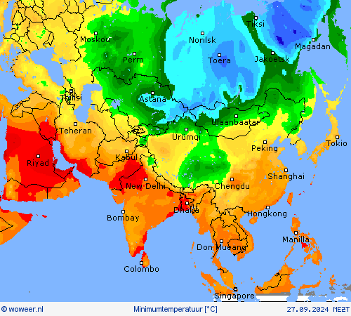 Minimumtemperatuur Weerkaarten