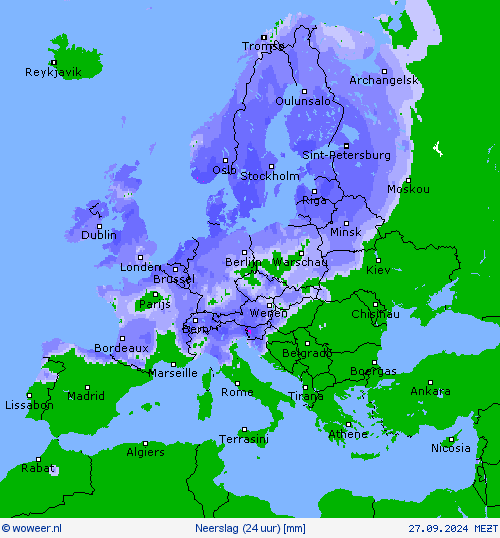 Neerslag (24 uur) Weerkaarten