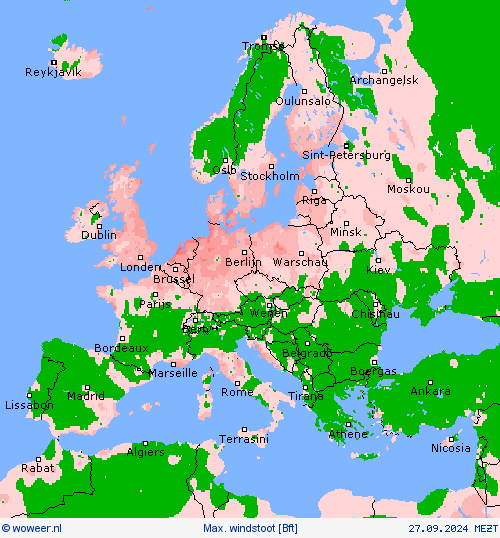 Max. windstoot Weerkaarten