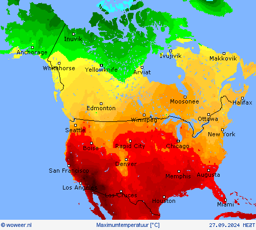 Maximumtemperatuur Weerkaarten