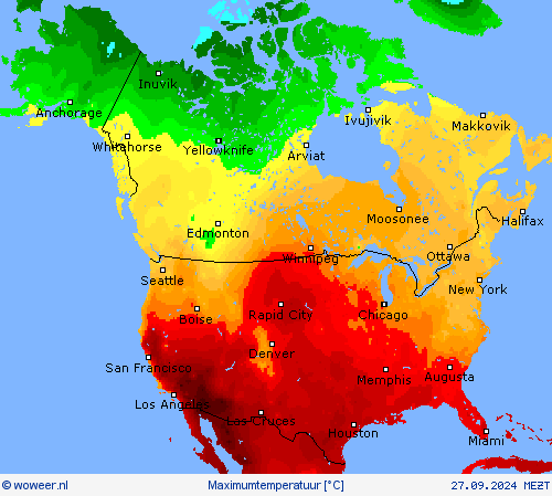 Maximumtemperatuur Weerkaarten