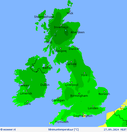 Minimumtemperatuur Weerkaarten
