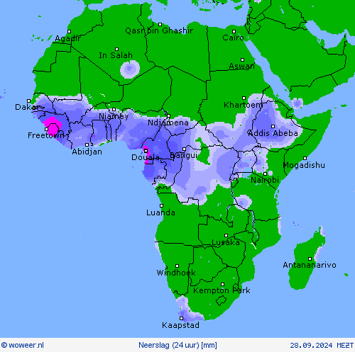 Neerslag (24 uur) Weerkaarten