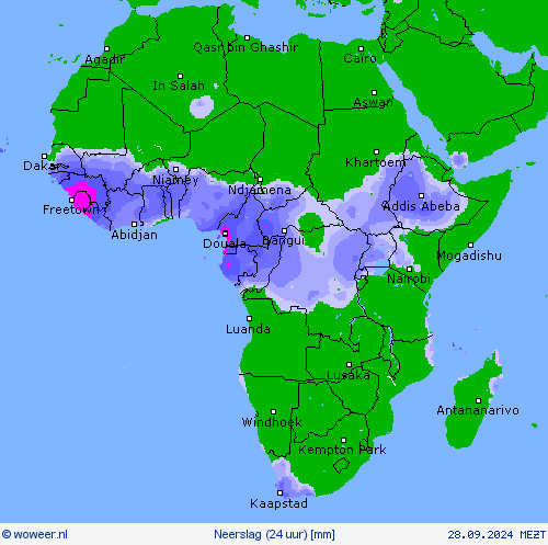 Neerslag (24 uur) Weerkaarten