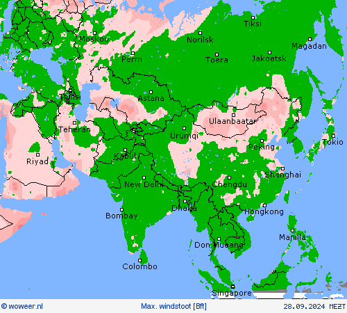 Max. windstoot Weerkaarten