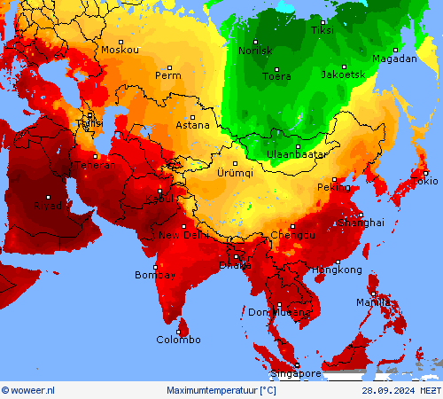 Maximumtemperatuur Weerkaarten