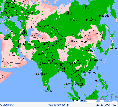 Max. windstoot Weerkaarten