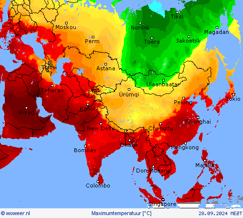 Maximumtemperatuur Weerkaarten