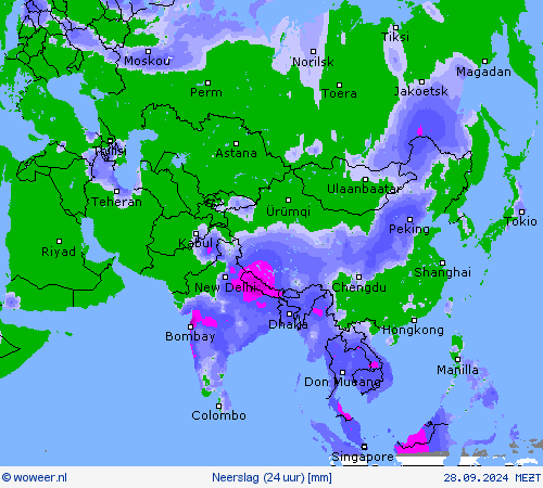 Neerslag (24 uur) Weerkaarten