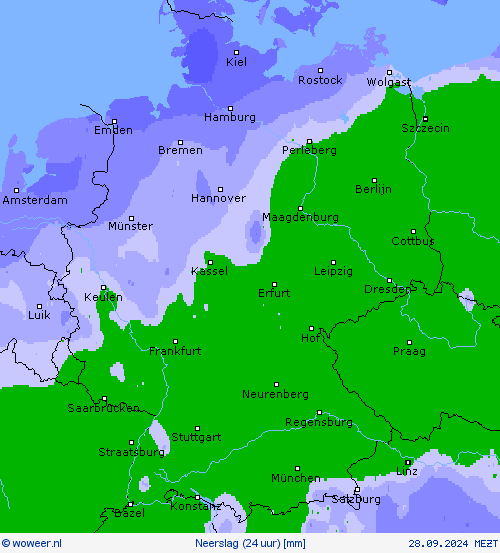 Neerslag (24 uur) Weerkaarten