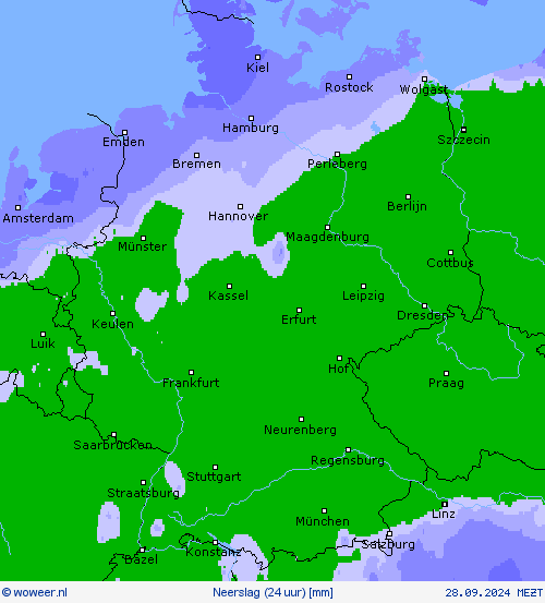 Neerslag (24 uur) Weerkaarten