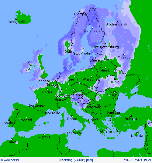 Neerslag (24 uur) Weerkaarten