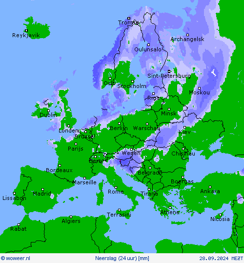 Neerslag (24 uur) Weerkaarten