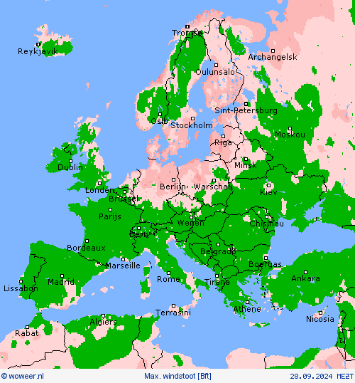 Max. windstoot Weerkaarten