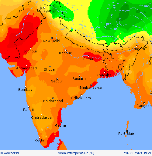 Minimumtemperatuur Weerkaarten