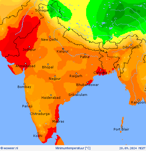 Minimumtemperatuur Weerkaarten