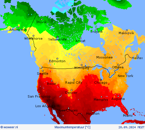 Maximumtemperatuur Weerkaarten