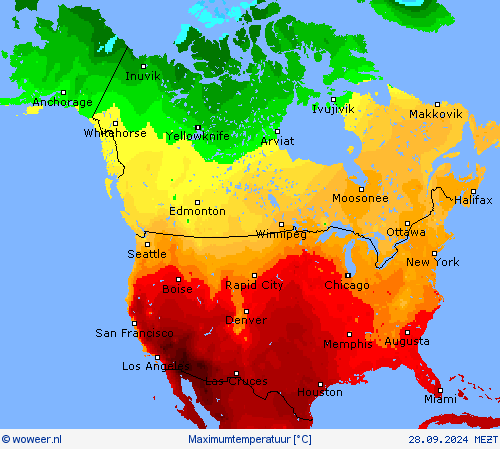 Maximumtemperatuur Weerkaarten